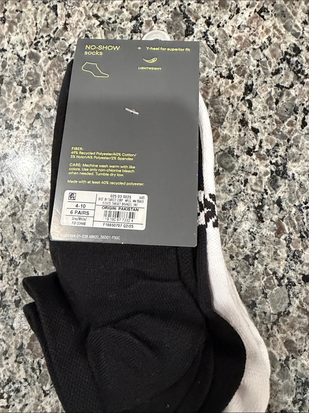 All in motion Women's No-Show Socks - Gray, White & Black (6-Pack)